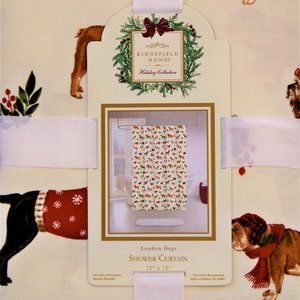 Ridgefield Home London Dogs Cloth Fabric Shower Curtain Boxer Bulldog Dachshund